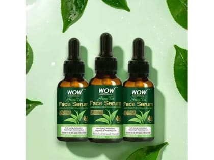 WOW Green Tea Face Serum With Green Tea & Aloe Vera Extracts For Repairing Skin, No Mineral Oil, Parabens, Silicone & Color - 30ml ( Pack of 3) WOW Green Tea Face Serum With Green Tea & Aloe Vera Extracts For Repairing Skin, No Mineral Oil, Parabens, Silicone & Color - 30ml ( Pack of 3)