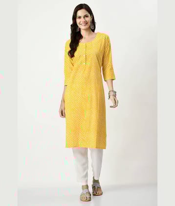 MAURYA Cotton Striped Straight Women's Kurti - Yellow ( Pack of 1 )
