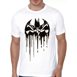 HIT SQUARE White Pure Cotton Round Neck Printed For Men