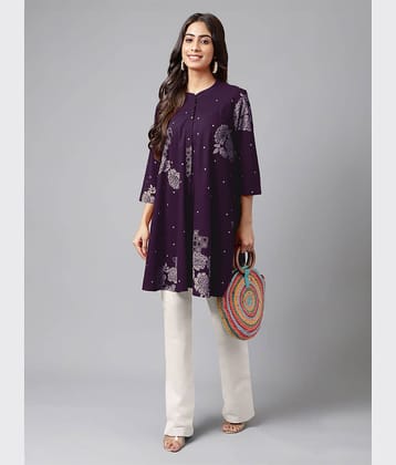 Janasya Women's Cotton Tunic ( Purple )