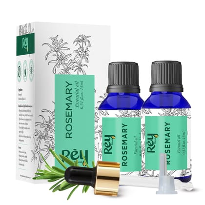 Rey Naturals Rosemary Oil For Hair Growth | Rosemary Essential Oil For Hair Growth | Rosemary Oil Essential Oil For Skin & Body | Pure Rosemary Oil | Pure Rosemary Hair Oil For Men & Women - 15ml*2 Rey Naturals Rosemary Oil For Hair Growth | Rosemary Ess
