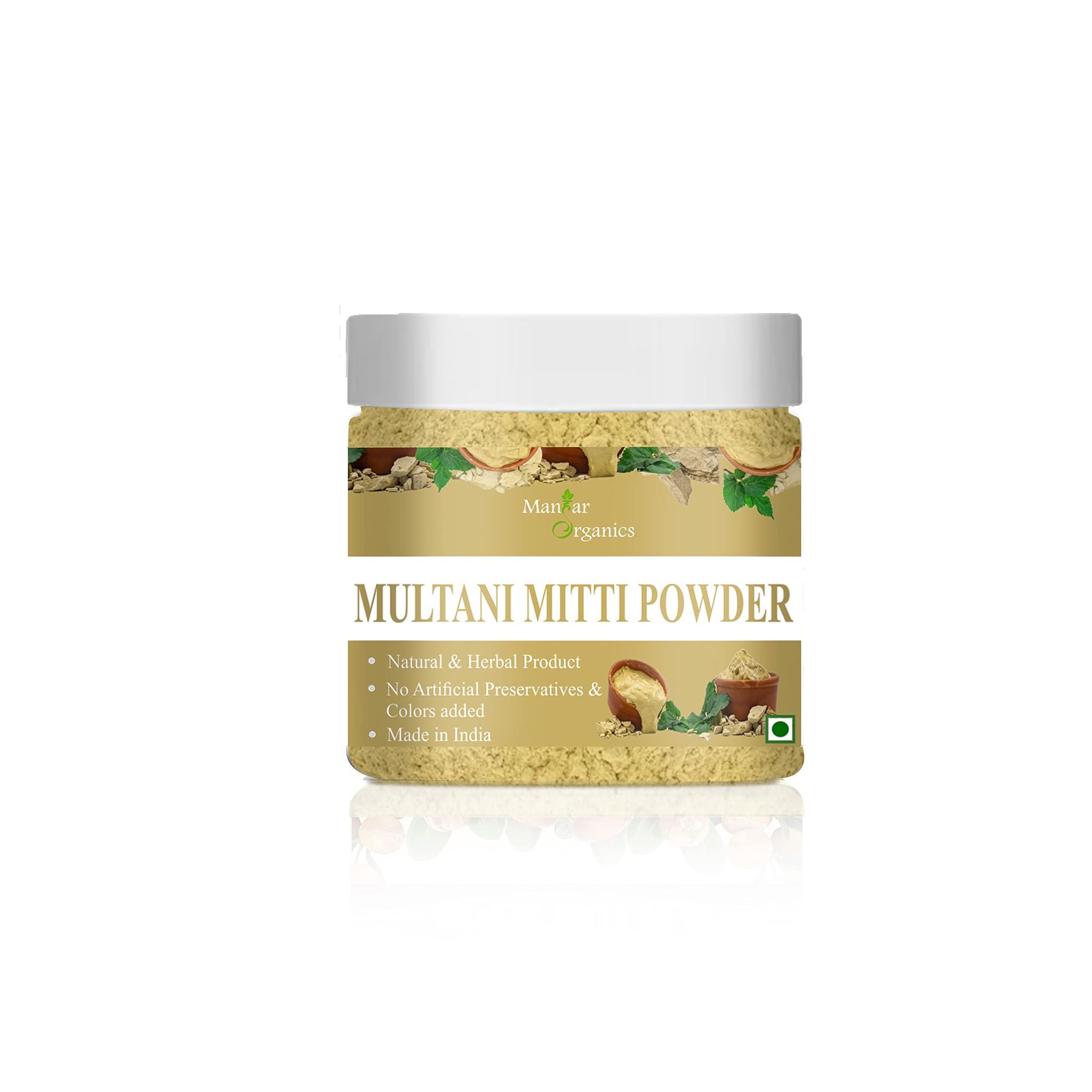 ManHar Organics Multani Mitti Jar 100gm | Pure Fuller's Earth Clay for Glowing Skin & Oil Control | Natural Face Pack for Acne & Pimples