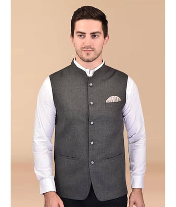 PRINTCULTR Black Cotton Blend Men's Nehru Jacket ( Pack of 1 )