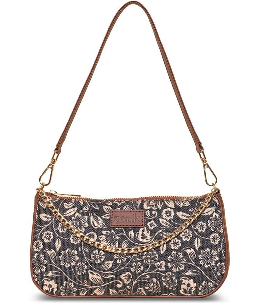 Zouk Shoulder Bag Jute Set of 1 ( Black )