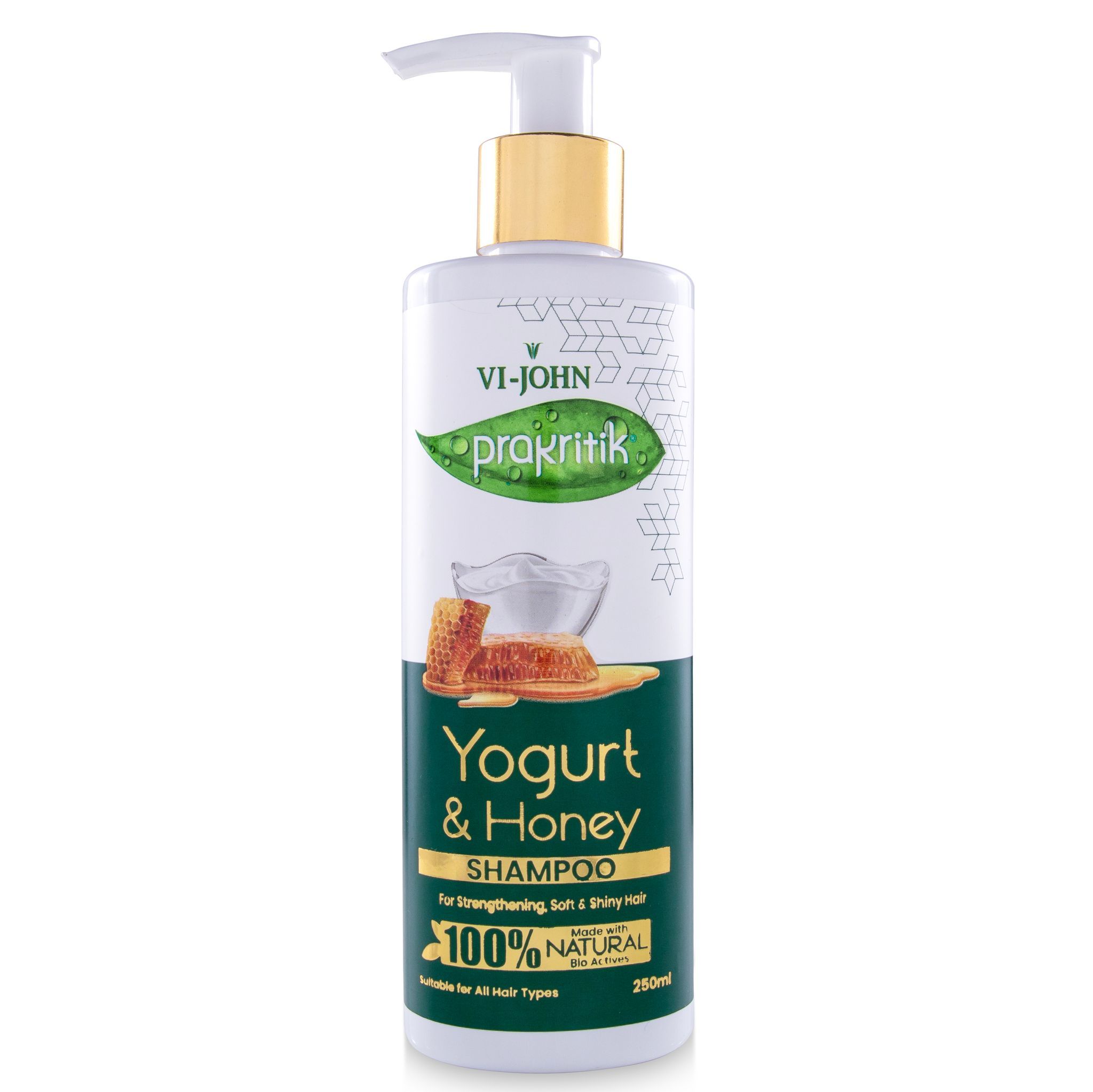 VI-JOHN PRAKRITIK Yogurt & Honey Shampoo Cleanses Scalp, Made With 100% Natural Bio Actives  (250 ml)