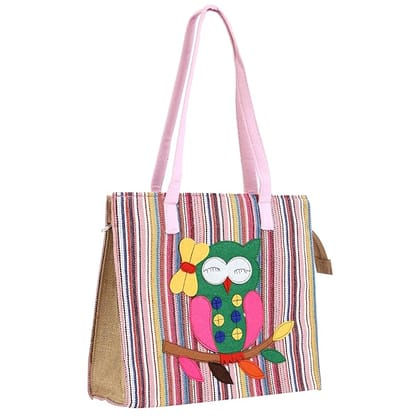 Eco-Friendly Owl Print Jute Tote - Lightweight, Waterproof & Stylish Eco-Friendly Owl Print Jute Tote - Lightweight, Waterproof & Stylish