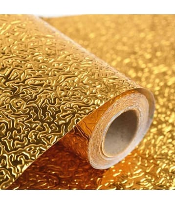 RAVARIYA GRAPHICS GOLDEN KICHEN FOIL STICKER (200 * 60 CM) Wall Sticker ( 200 x 60 cms )