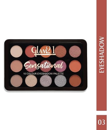 Glam21 Sensational 15 Color Shades Eyeshadow Palette For Smoky Eyes Long Lasting 14gm Shade-02