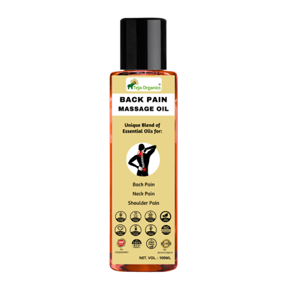Back Pain Massage Oil 100ml | Unique Blend of Essential Oils for: Back Pain, Neck Pain, Shoulder Pain | Non-Sticky & Fast Absorbing