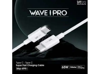 Walta Elite Wave 1 PRO Type C to Type C 65W Charging Cable- White