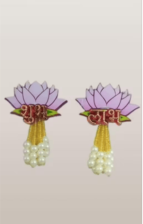 Diwali Decorative lotus Shubh Labh, Size4 inch