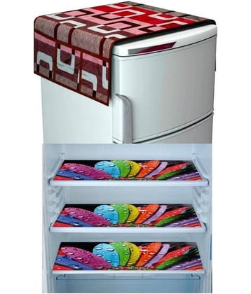 Sanraksshan PVC Floral Fridge Mats ( 40 30 ) Pack of 4 - Multicolor