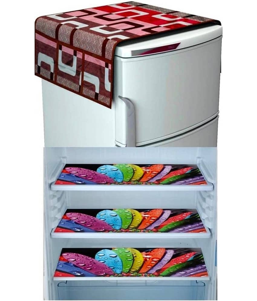 Sanraksshan PVC Floral Fridge Mats ( 40 30 ) Pack of 4 - Multicolor