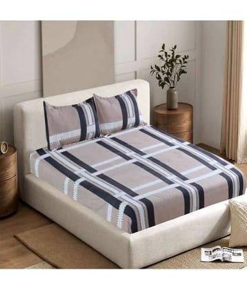 Valtellina Cotton 1 Double Bedsheet with 2 Pillow Covers ( Gray )