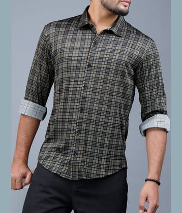 Eyebogler Polyester Regular Fit Self Design Full Sleeves Men's Mandarin Collar T-Shirt - Multicolor ( Pack of 1 )