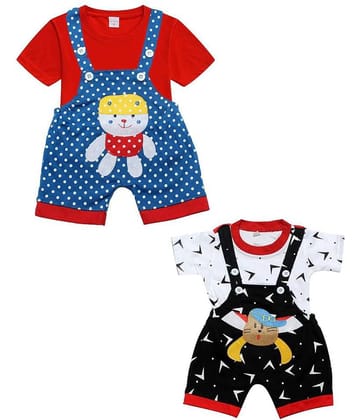 Babeezworld Pack of 2 Baby Girls Cotton Blend Dungarees ( Multicolor )