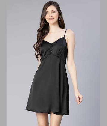 Oxolloxo Women Polyester Solid A-line Dress ( Blue )