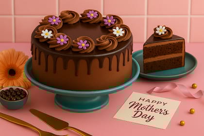 Happy Mother Day Floral Chocolate Cake - 500gms