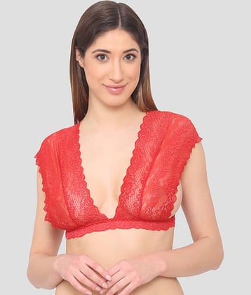 N-Gal Nylon Non Padded Women's Bralette Bra ( Red )