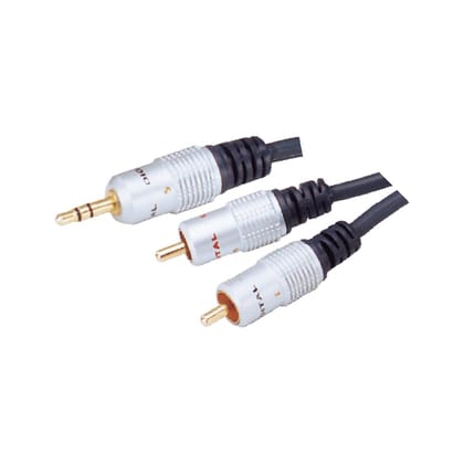 MX MX-1111 Stereo 3.5mm to 2 RCA Plug Cord (Gold Plated Tip) – 1.5 Meters