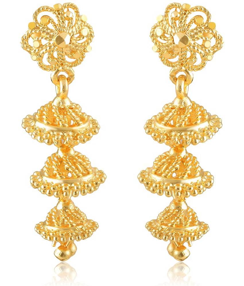 Vighnaharta - Golden Jhumki Earrings ( Pack of 1 )
