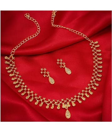Sukkhi Alloy Golden Traditional Necklaces Set Collar