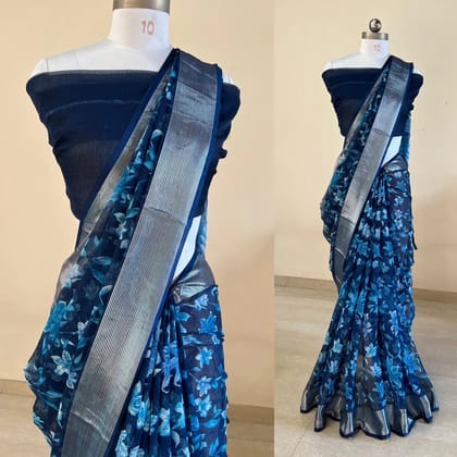 moss silk saree- butterfly chiffon Foil print