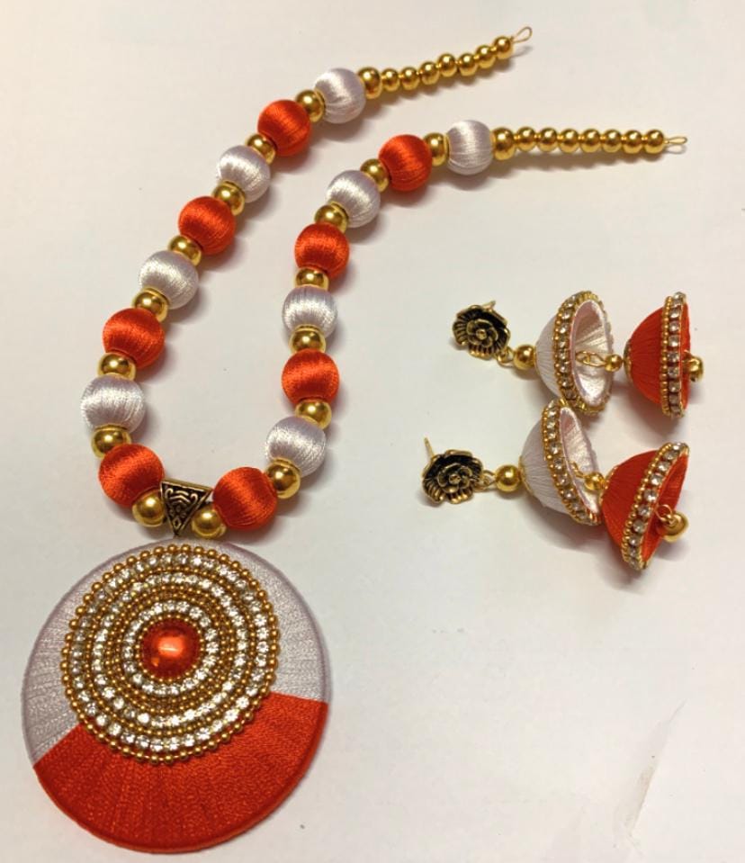 Elegant Dual-Tone Silk Thread Jewellery Set