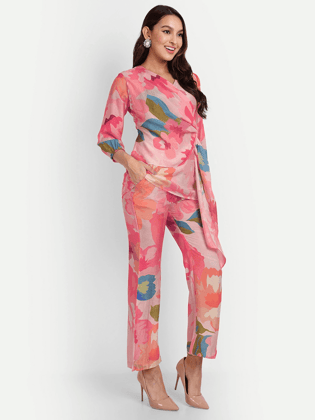 Pure Muslin Co-Ord Sets With Digital Print-XS