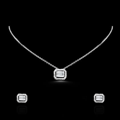 Classic Baguette Zircon Necklace-set