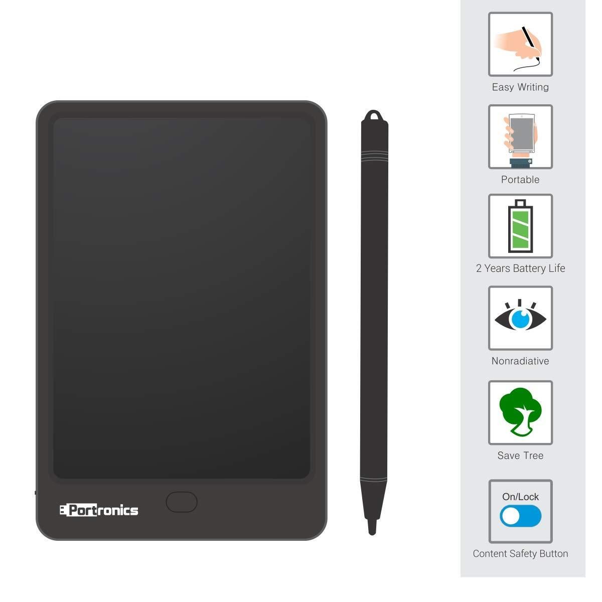 Portronics RuffPad 12 Plus 30.48Cm (12-Inch) Re-Writable LCD Pad (Black)