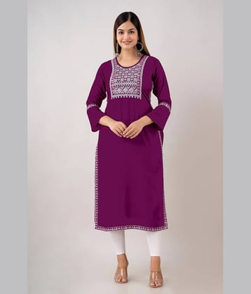 Kapadia - Wine Rayon Women's Straight Kurti ( Pack of 1 )