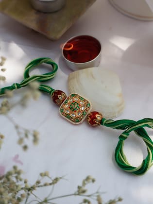 Jay Multicolored Kundan Rakhi-Multicolored