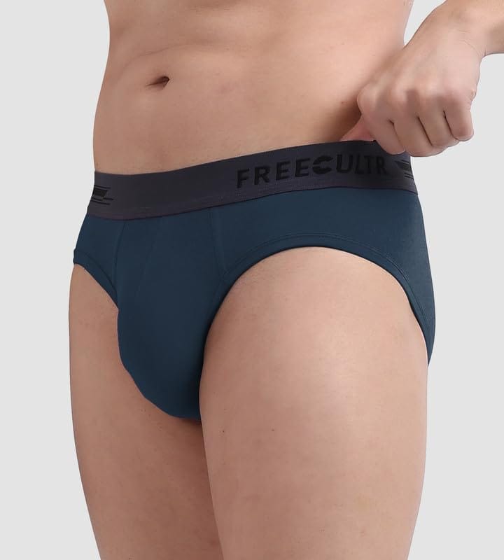 FREECULTR Men's Underwear Anti Bacterial Micromodal Airsoft Brief - Non Itch No Chaffing Sweat Proof Pack of 1-Prussian Blue