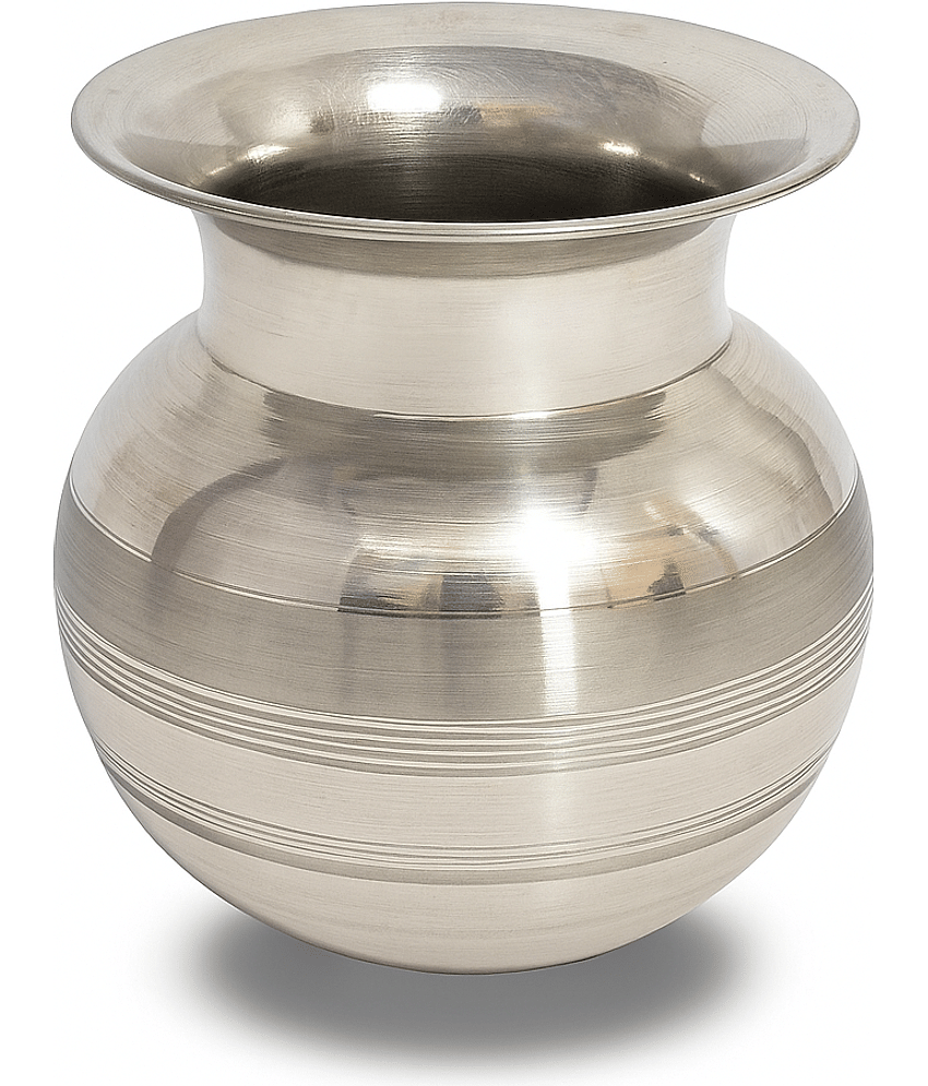Dynore 1 Ltr Kalash Large Steel Silver Water Container ( Set of 1 )