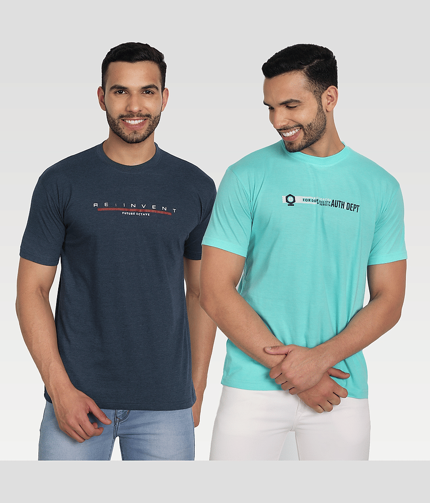 Zeffit Pack of 2 Cotton Blend Regular Fit Men's T-Shirt ( Multicolor )