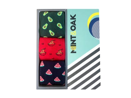 Breakfast Delight Set-of-3 Crew Socks for Men