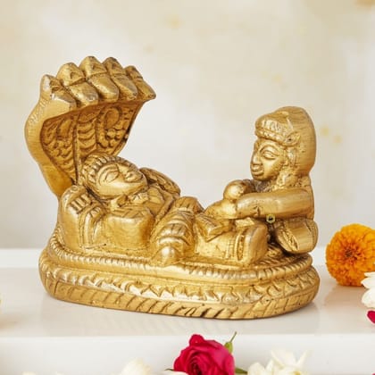 Brass Vishnu Laxmi with Sheshnag Idol - Premium Divine Statue, Height : 1.5 Inch (BSMAS1058 C)