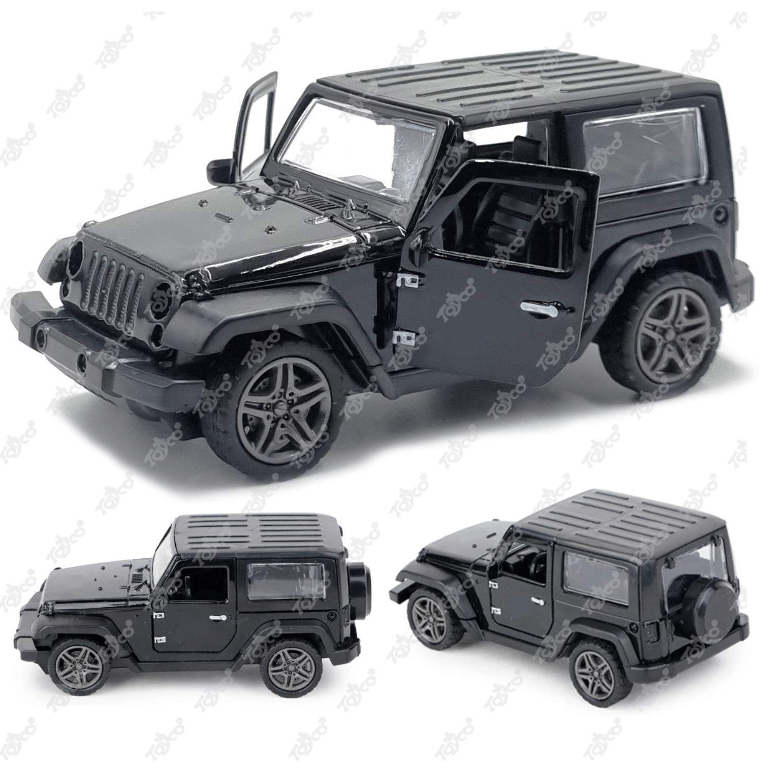 TOYCO 1:32 Scale Alloy Metal Thaar Jeep Premium Toy Car for Kids 4x4 Die-Cast Model with Openable Doors, Pull Back Action, Durable Design Realistic Black SUV Miniature Gift 2+yrs Girls Boys