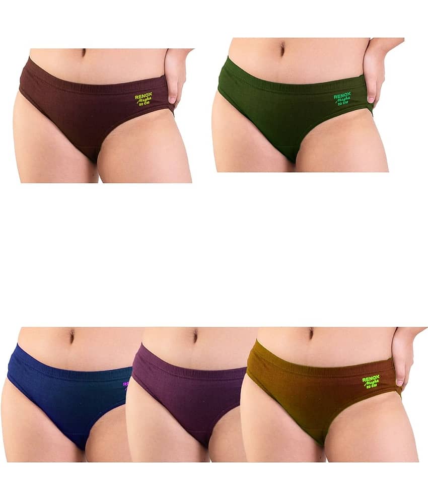 Renox Pack of 5 Cotton Hipster For Women ( Multicolor )