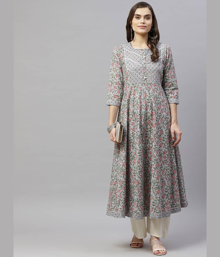 miravan - Blue Cotton Women's Anarkali Kurti ( Pack of 1 )