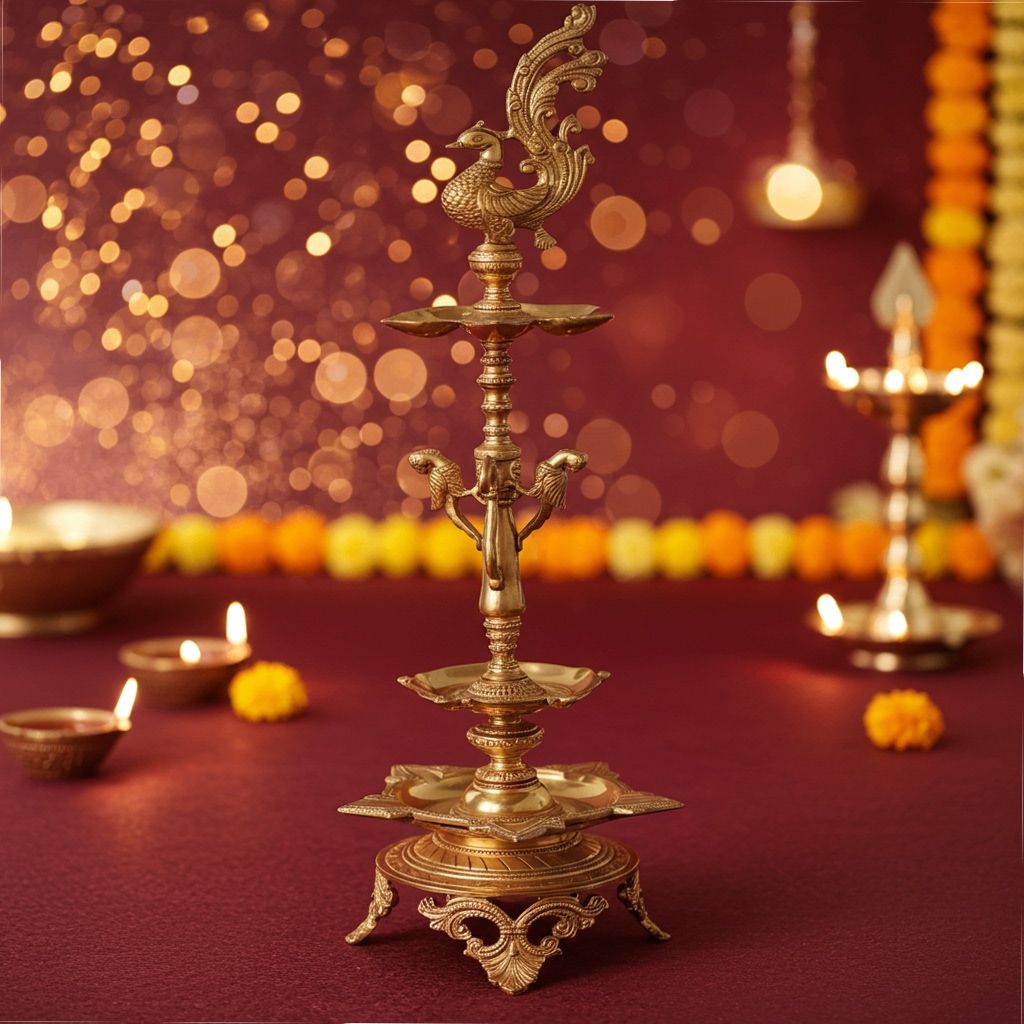 Brass Showpiece Brass Table Decor Deepak Statue (BSMAS323)