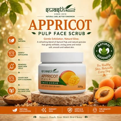 Swasth Arogya Appricot Pulp Face Scrub || Pigmentation || Skin Dirt Pores || Acne || Dirt And Oil || Pack Of 1 Jar Appricot Pulp Face Scrub (200gm.)