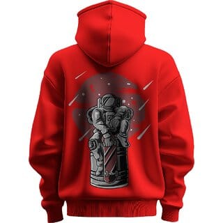 BULL CLOTHING Men's Astronaut Exploration Red Hoodie  Perfect for Comfort ,Soft and Long-Lasting Wear (L)