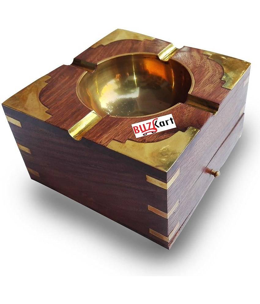 BuzyKart Vintage Wooden Ash Tray Cum Cigarette Case Drawer Purely Handcrafted