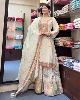 Party Wear Look Fancy Top-Dupatta And Fully Stitched Sharara Party Wear Look Fancy Top-Dupatta And Fully Stitched Sharara