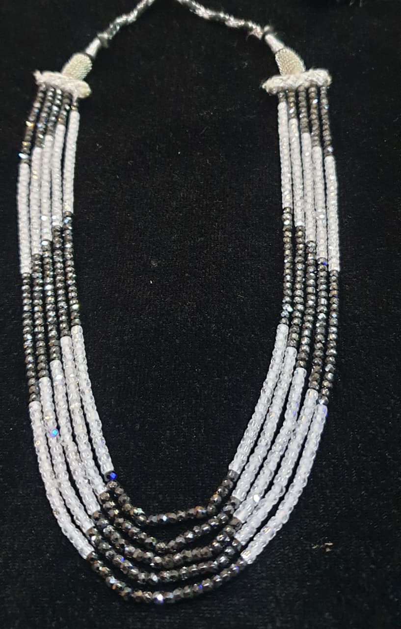Semi precious stone 5layered 4mm stone necklace..