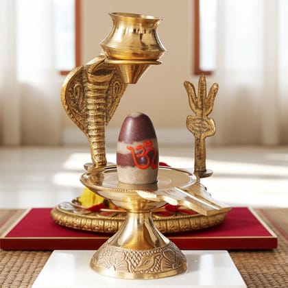 Brass Navdev Shivling � Size 1 Navgrah Lingam, 3, Height : 3.8 Inch (ZMAS464 B)