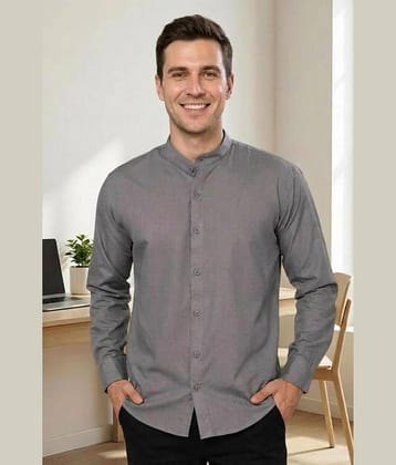 ANAND. Cotton Blend Regular Fit Solids Full Sleeves Men's Casual Shirt - Dark Grey ( Pack of 1 )