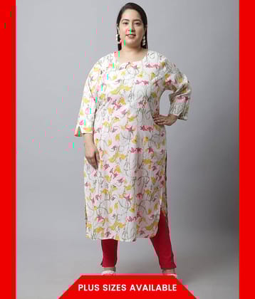 Rajnandini - White 100% Cotton Women's Straight Kurti ( Pack of 1 )